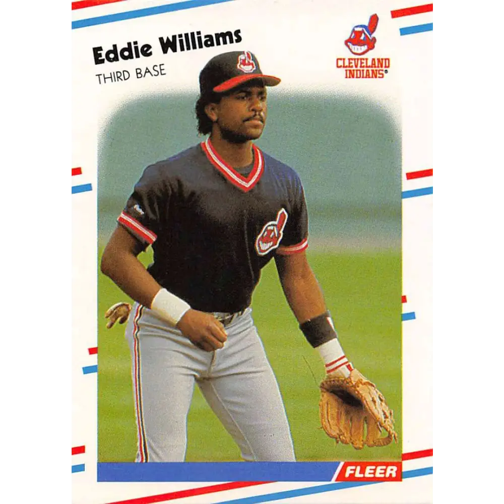 1988 Fleer #620 Eddie Williams EX Excellent RC Rookie Cleveland Indians Baseball Card  Image 1