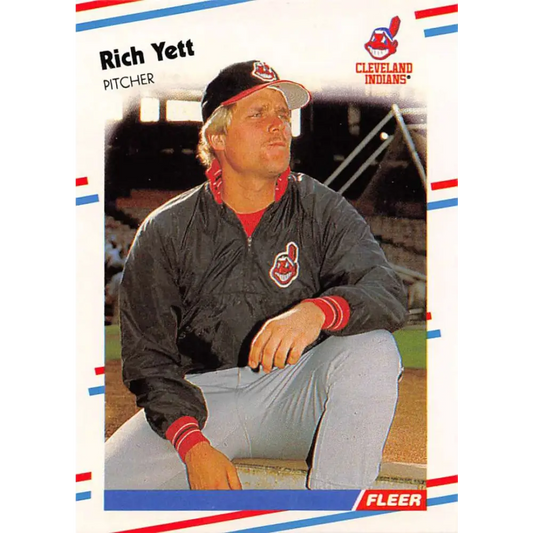 1988 Fleer #621 Rich Yett EX Excellent Cleveland Indians Baseball Card  Image 1