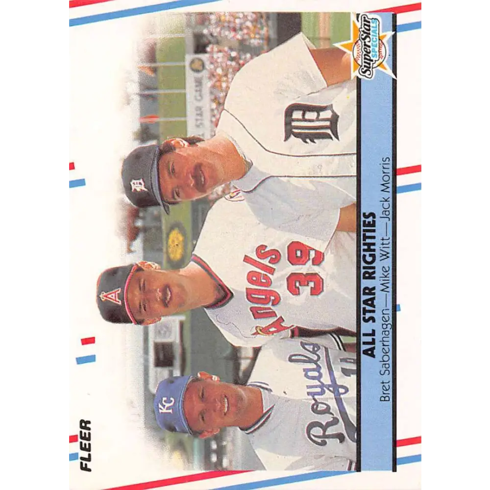 1988 Fleer #626 Brett Saberhagen/Mike Witt/Jack Morris EX Excellent Kansas City Royals/California Angels/Detroit Tigers Baseball Card  Image 1