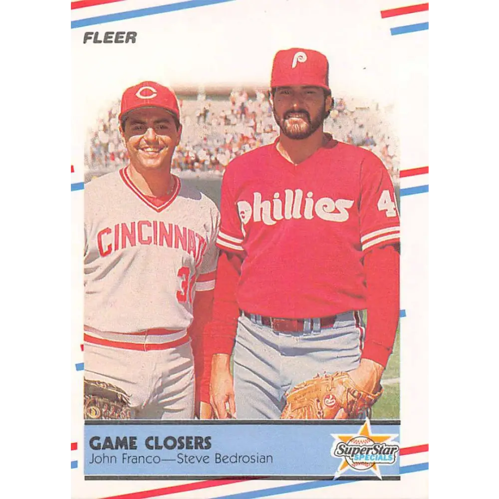 1988 Fleer #627 John Franco/Steve Bedrosian EX Excellent Cincinnati Reds/Philadelphia Phillies Baseball Card  Image 1