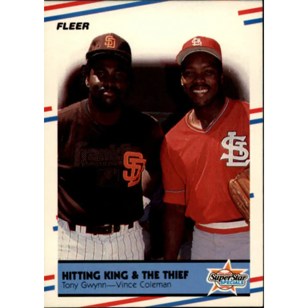 1988 Fleer #634 Tony Gwynn/Vince Coleman EX Excellent San Diego Padres/St. Louis Cardinals Baseball Card  Image 1