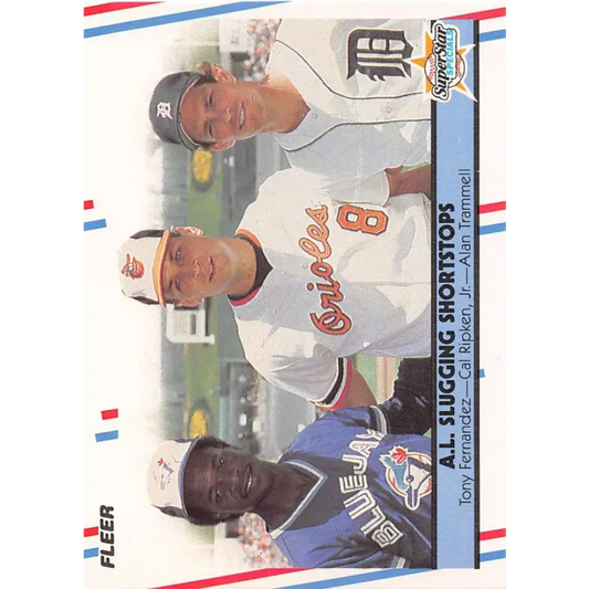 1988 Fleer #635 Tony Fernandez/Cal Ripken Jr./Alan Trammell EX Excellent Toronto Blue Jays/Baltimore Orioles/Detroit Tigers Baseball Card  Image 1