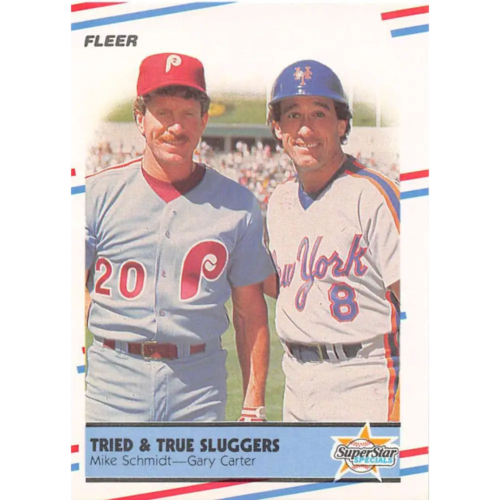 1988 Fleer #636 Mike Schmidt/Gary Carter EX Excellent Philadelphia Phillies/New York Mets Baseball Card  Image 1