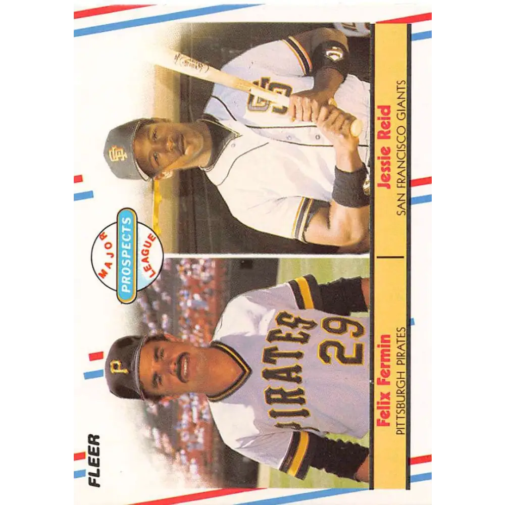 1988 Fleer #643 Felix Fermin/Jessie Reid EX Excellent RC Rookie Pittsburgh Pirates/San Francisco Giants Baseball Card  Image 1