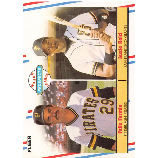1988 Fleer #643 Felix Fermin/Jessie Reid EX Excellent RC Rookie Pittsburgh Pirates/San Francisco Giants Baseball Card  Image 1