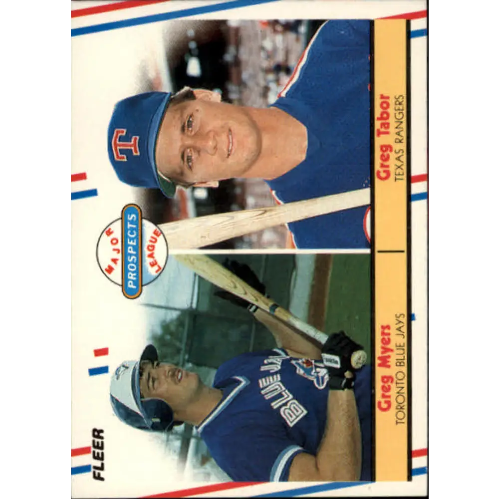 1988 Fleer #644 Greg Myers/Greg Tabor EX Excellent RC Rookie Toronto Blue Jays/Texas Rangers Baseball Card  Image 1
