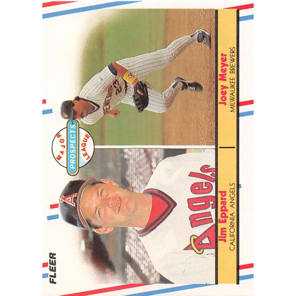 1988 Fleer #645 Jim Eppard/Joey Meyer EX Excellent RC Rookie California Angels/Milwaukee Brewers Baseball Card  Image 1