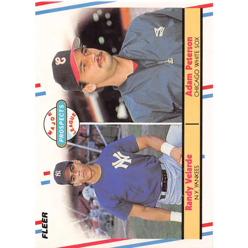 1988 Fleer #646 Randy Velarde/Adam Peterson EX Excellent RC Rookie New York Yankees/Chicago White Sox Baseball Card  Image 1
