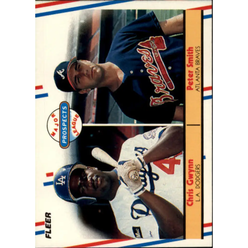 1988 Fleer #647 Chris Gwynn/Pete Smith EX Excellent RC Rookie Los Angeles Dodgers/Atlanta Braves Baseball Card  Image 1