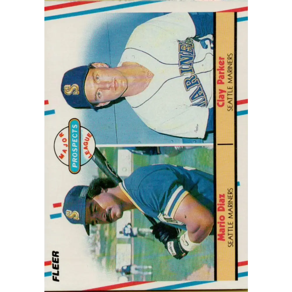1988 Fleer #649 Mario Diaz/Clay Parker EX Excellent RC Rookie Seattle Mariners Baseball Card  Image 1