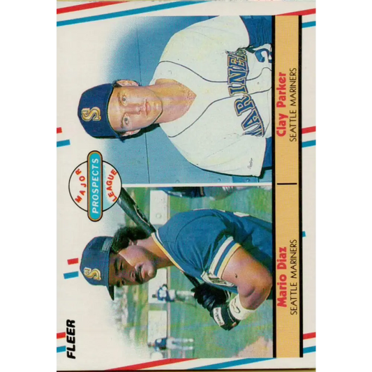 1988 Fleer #649 Mario Diaz/Clay Parker EX Excellent RC Rookie Seattle Mariners Baseball Card  Image 1