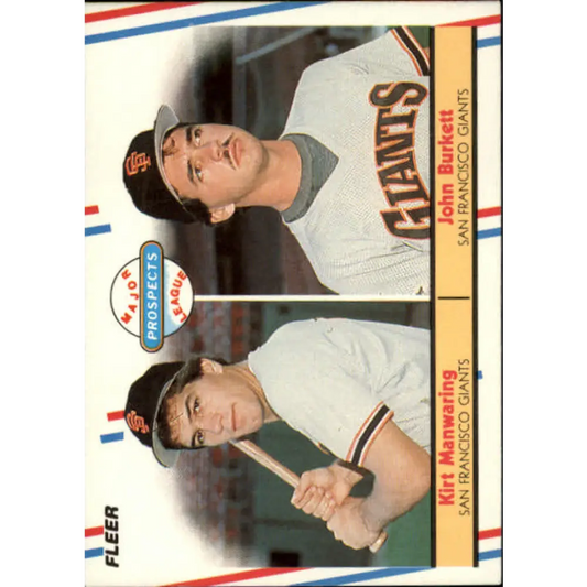1988 Fleer #651 Kirt Manwaring/John Burkett EX Excellent RC Rookie San Francisco Giants Baseball Card  Image 1
