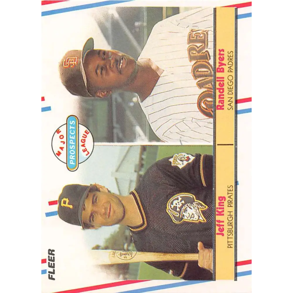 1988 Fleer #653 Jeff King/Randall Byers EX Excellent RC Rookie Pittsburgh Pirates/San Diego Padres Baseball Card  Image 1