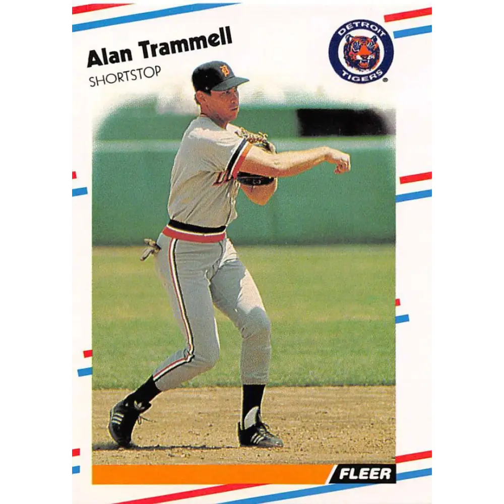 1988 Fleer #74 Alan Trammell EX Excellent Detroit Tigers Baseball Card  Image 1