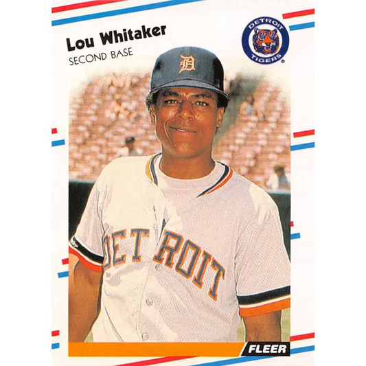 1988 Fleer #75 Lou Whitaker EX Excellent Detroit Tigers Baseball Card  Image 1