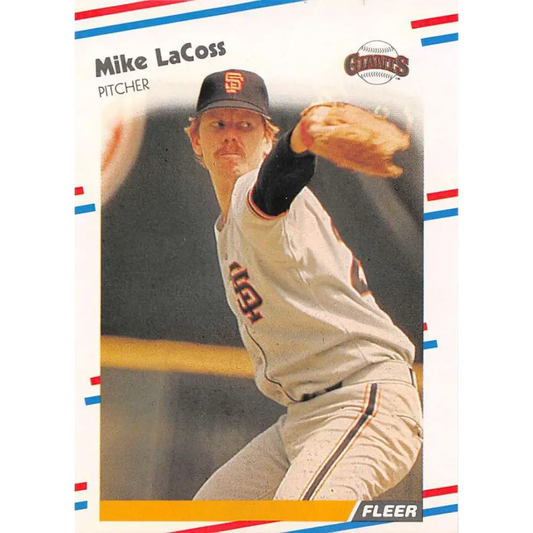 1988 Fleer #86 Mike LaCoss EX Excellent San Francisco Giants Baseball Card  Image 1