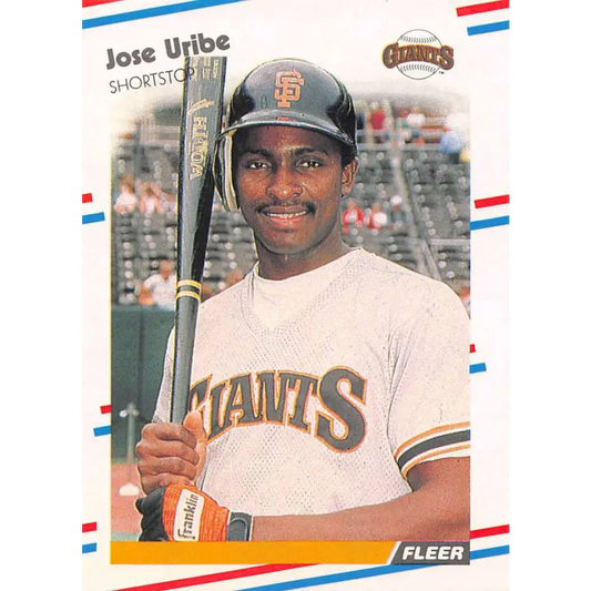 1988 Fleer #99 Jose Uribe EX Excellent San Francisco Giants Baseball Card  Image 1