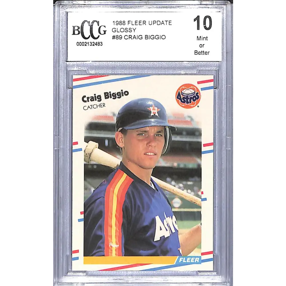 1988 Fleer Update Glossy #U-89 Craig Biggio BCCG 10 Mint or Better Houston Astros  Image 1