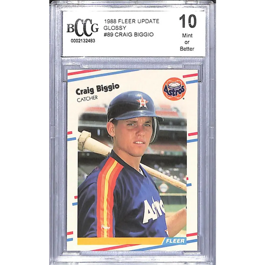 1988 Fleer Update Glossy #U-89 Craig Biggio BCCG 10 Mint or Better Houston Astros  Image 1