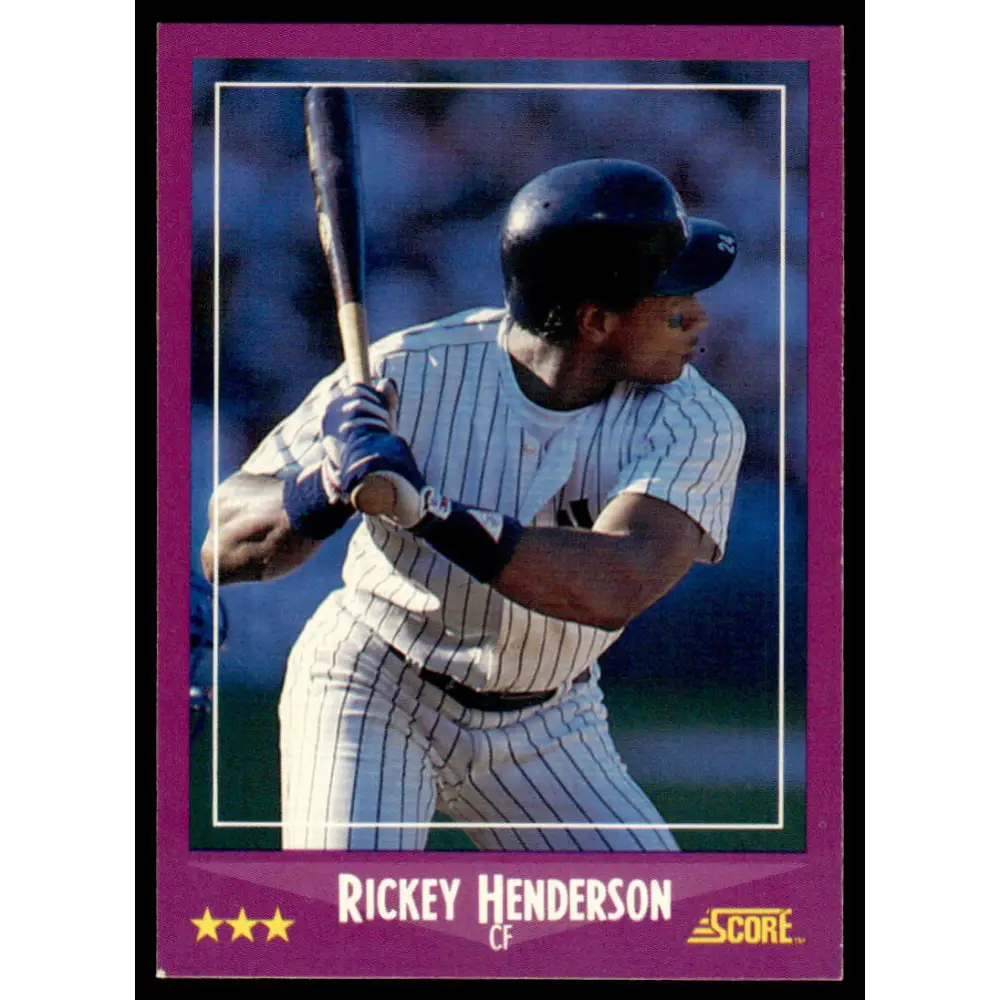 1988 Score #13 Rickey Henderson VG/EX New York Yankees Baseball Card Image 1
