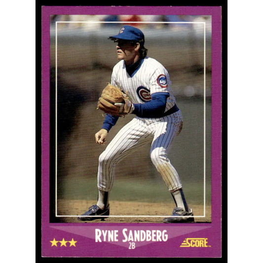 1988 Score #26 Ryne Sandberg EX Chicago Cubs Baseball Card Image 1