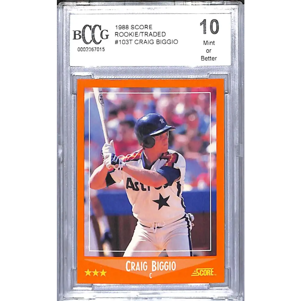 1988 Score Rookie/Traded #103T Craig Biggio BCCG 10 Mint or Better RC Rookie Houston Astros  Image 1