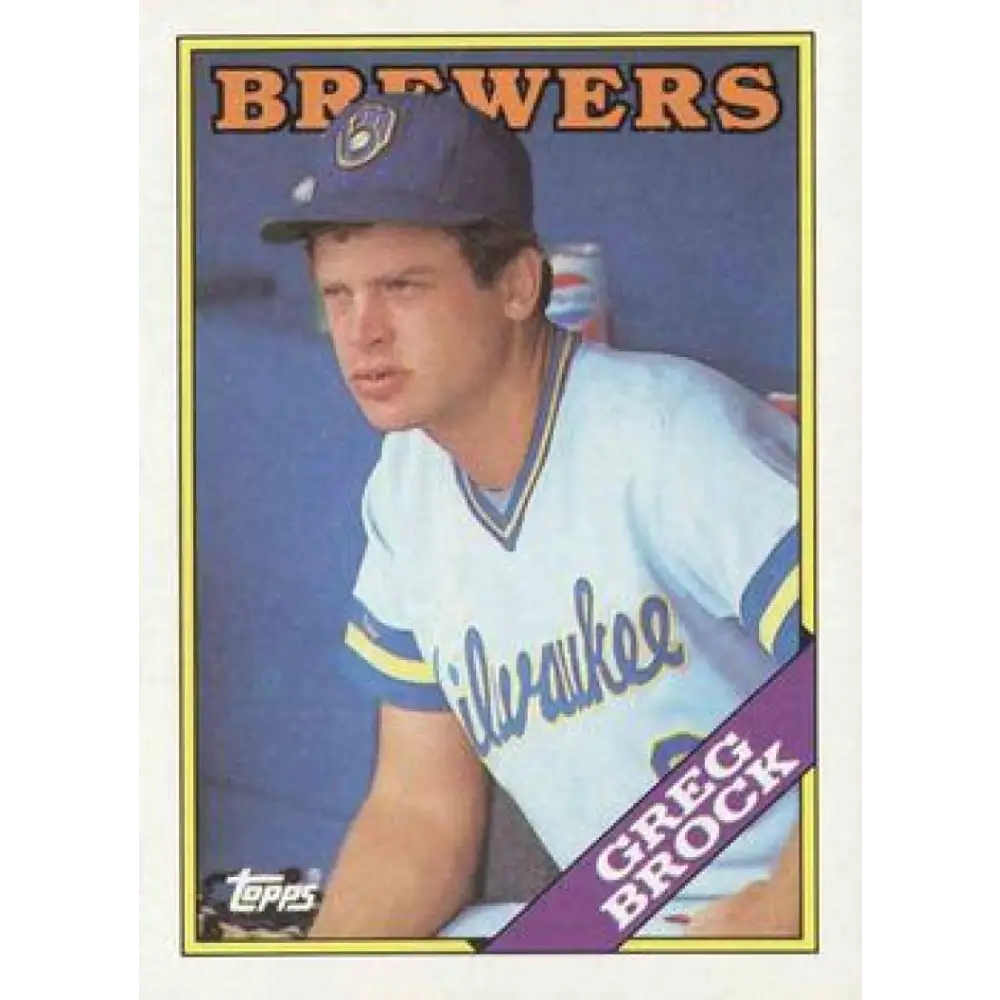 1988 Topps #212 Greg Brock NM-MT Milwaukee Brewers Baseball Card  Image 1