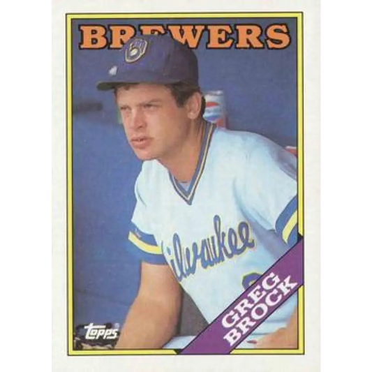 1988 Topps #212 Greg Brock NM-MT Milwaukee Brewers Baseball Card  Image 1