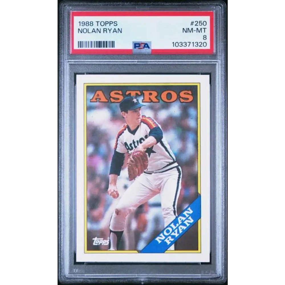 1988 Topps #250 Nolan Ryan PSA 8 NM-MT Houston Astros Baseball Card Image 1