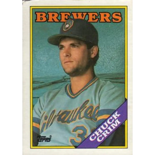 1988 Topps #286 Chuck Crim NM-MT RC Rookie Milwaukee Brewers Baseball Card  Image 1