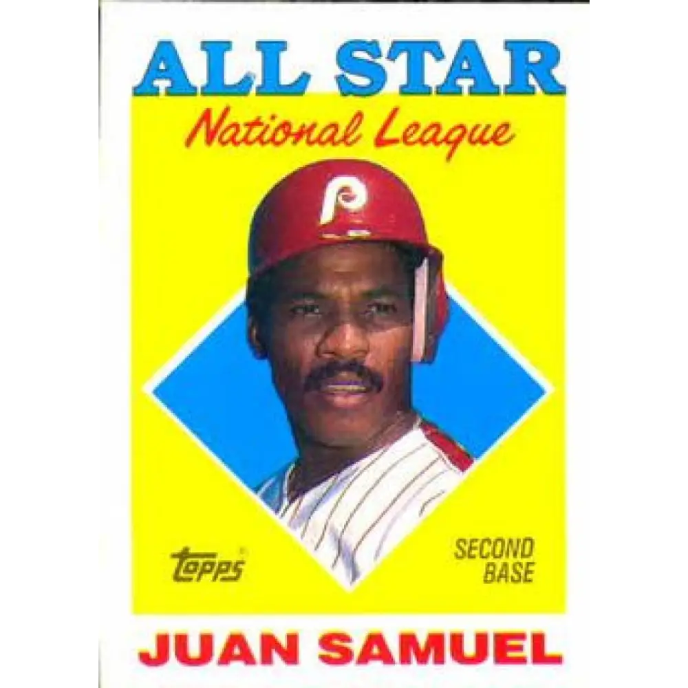 1988 Topps #398 Juan Samuel NM-MT Philadelphia Phillies Baseball Card  Image 1