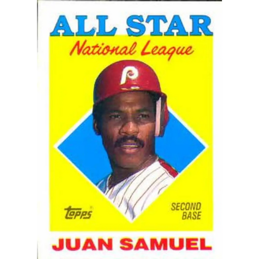 1988 Topps #398 Juan Samuel NM-MT Philadelphia Phillies Baseball Card  Image 1
