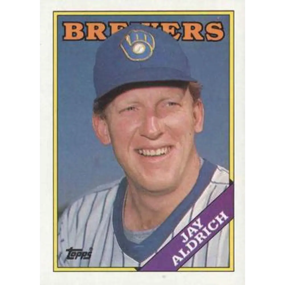 1988 Topps #616 Jay Aldrich NM-MT RC Rookie Milwaukee Brewers Baseball Card  Image 1