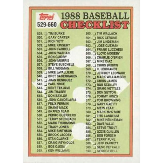 1988 Topps #646 Checklist 529-660 NM-MT Checklist Baseball Card  Image 1