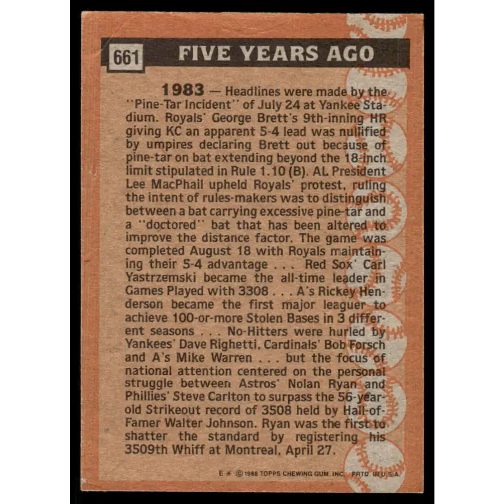 1988 Topps #661 Nolan Ryan EX/NM Houston Astros Baseball Card Image 2