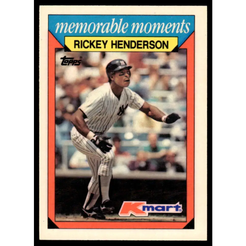 1988 Topps Kmart Memorable Moments #13 Rickey Henderson NM-MT New York Yankees Baseball Card Image 1