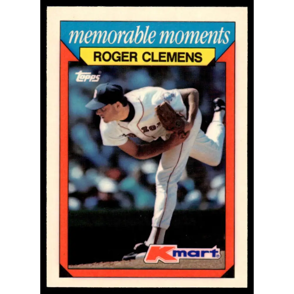 1988 Topps Kmart Memorable Moments #7 Roger Clemens EX/NM Boston Red Sox Baseball Card Image 1