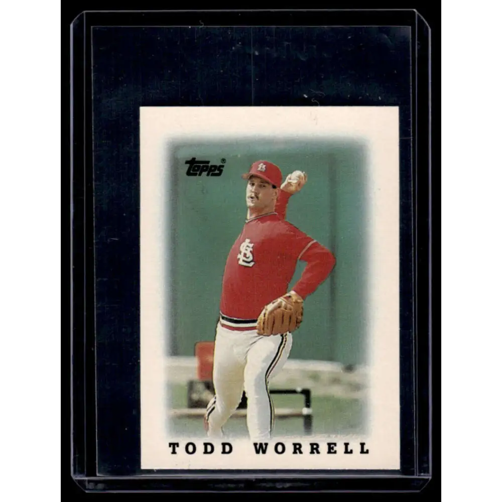 1988 Topps Major League Leaders Minis #73 Todd Worrell EX St. Louis Cardinals Baseball Card Image 1