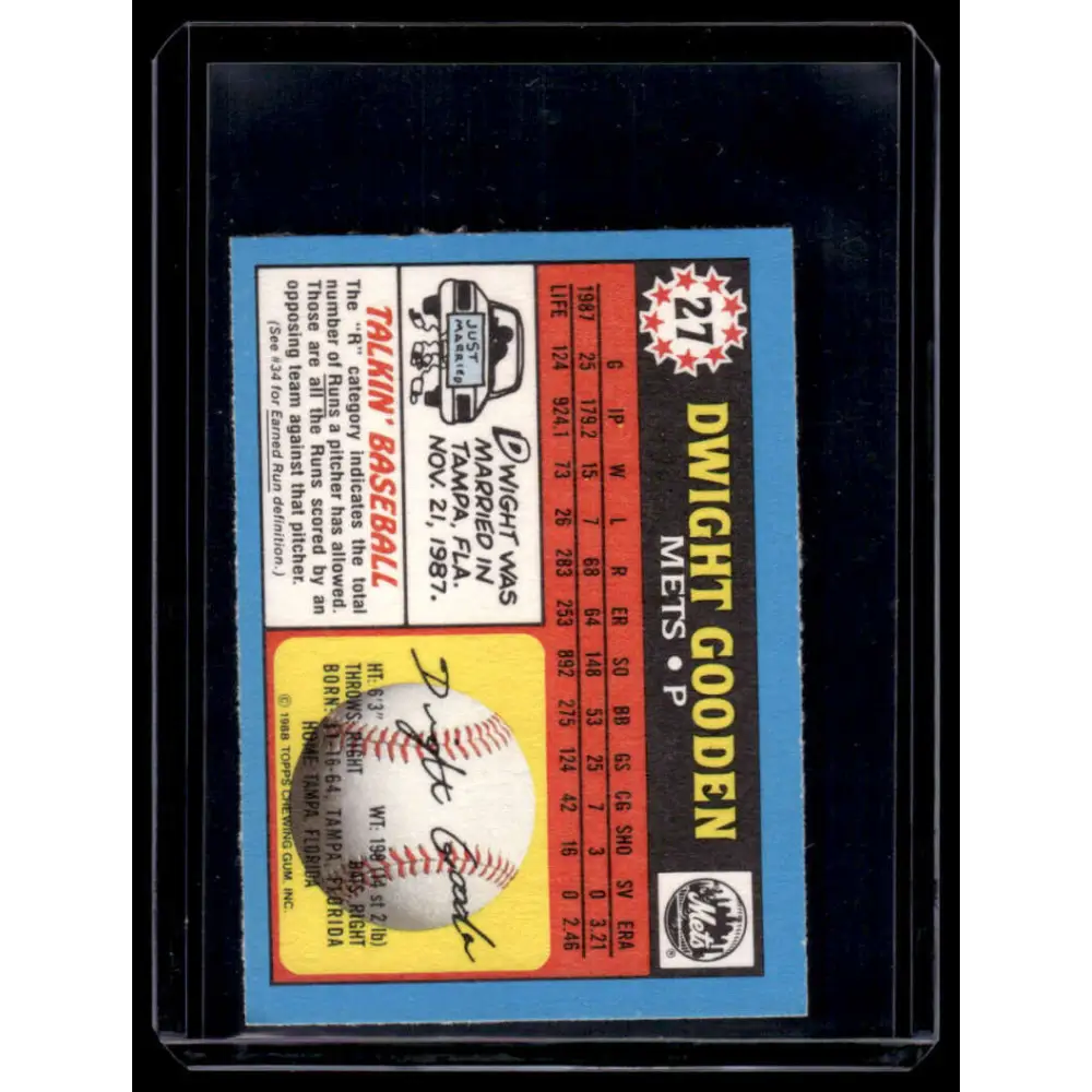 1988 Topps UK Minis #27 Dwight Gooden New York Mets NM-MT Image 2