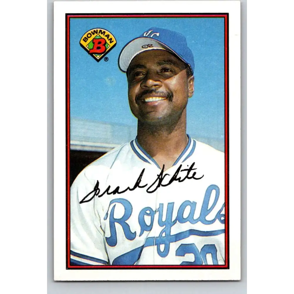 1989 Bowman #122 Frank White NM-MT Kansas City Royals Baseball Card Image 1