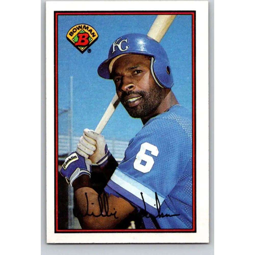 1989 Bowman #124 Willie Wilson NM-MT Kansas City Royals Baseball Card Image 1