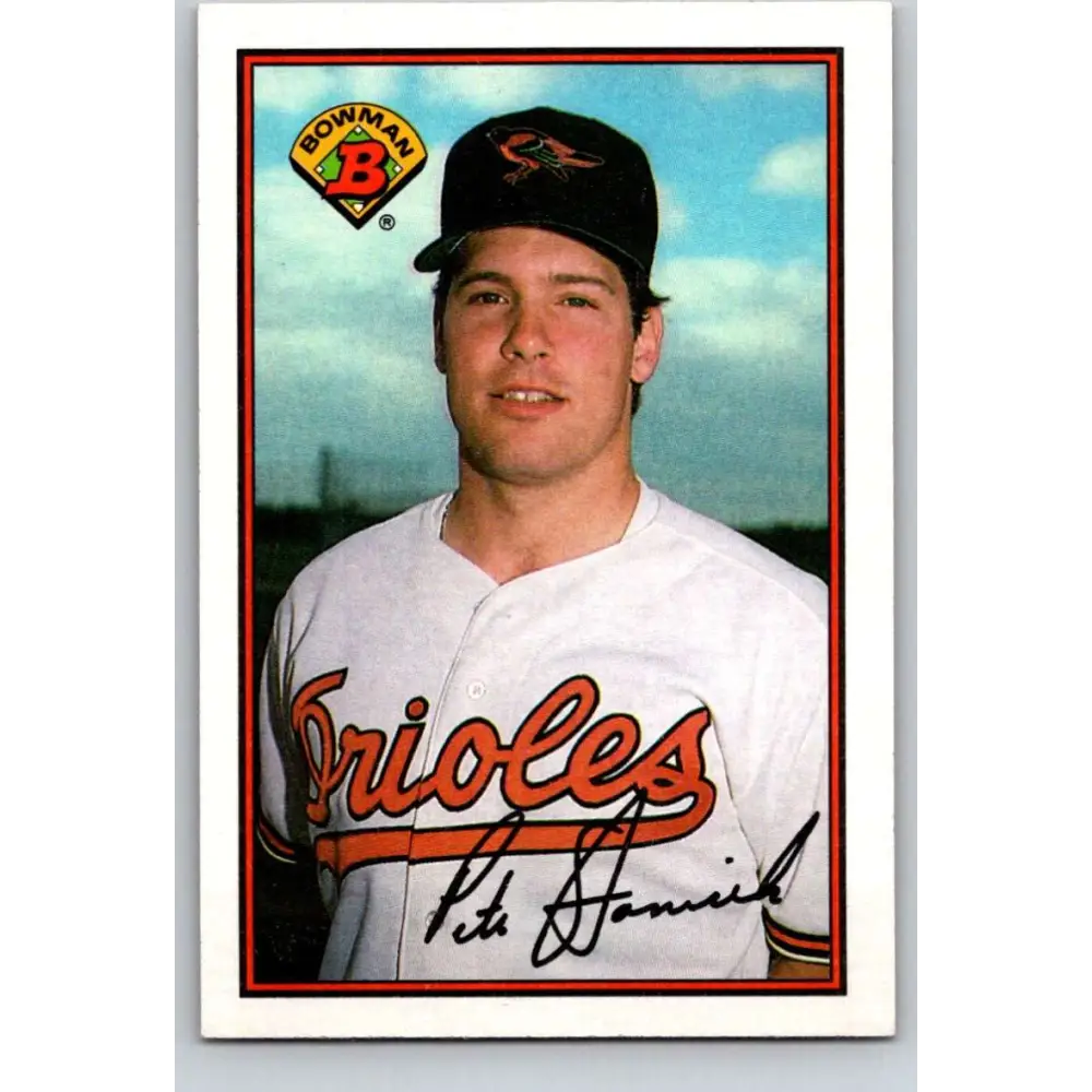 1989 Bowman #14 Pete Stanicek NM-MT Baltimore Orioles Baseball Card Image 1