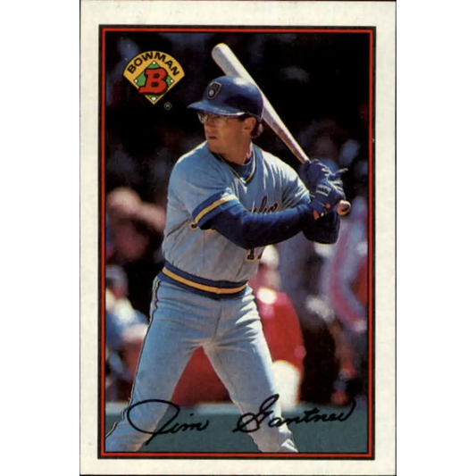1989 Bowman #141 Jim Gantner NM-MT Milwaukee Brewers Baseball Card Image 1