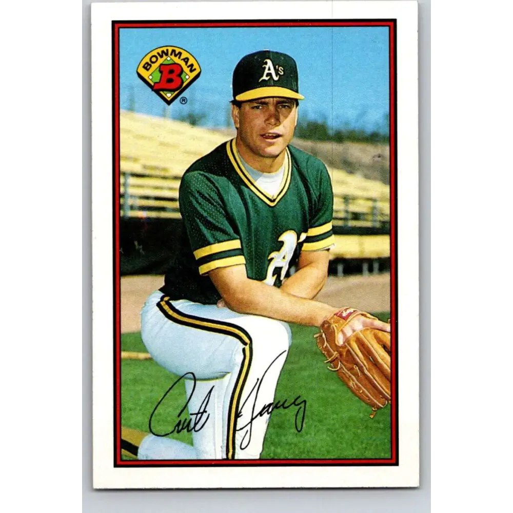 1989 Bowman #184 Curt Young NM-MT Oakland Athletics Baseball Card Image 1