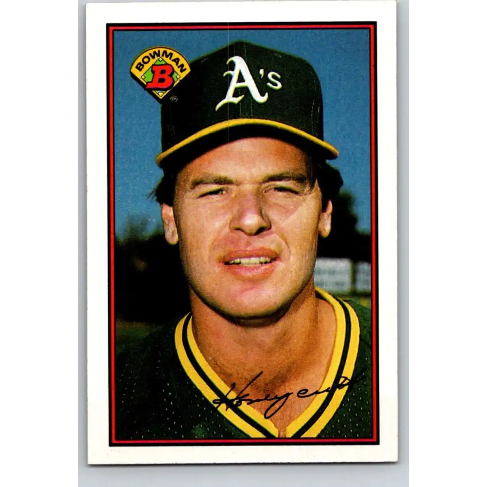1989 Bowman #187 Rick Honeycutt NM-MT Oakland Athletics Baseball Card Image 1