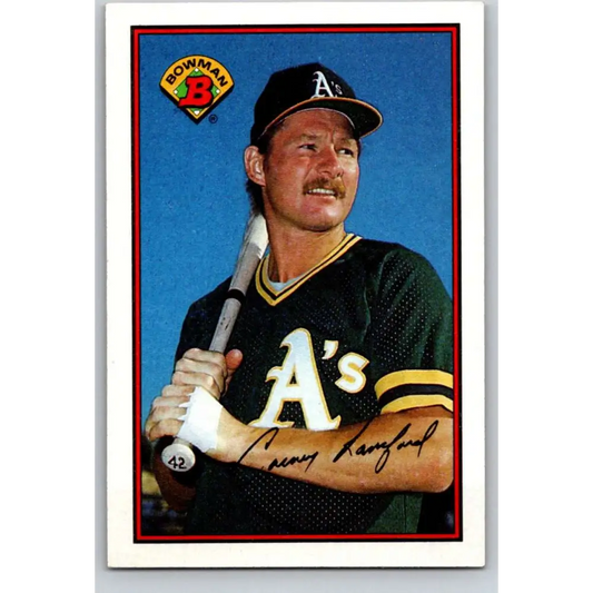 1989 Bowman #198 Carney Lansford NM-MT Oakland Athletics Baseball Card Image 1