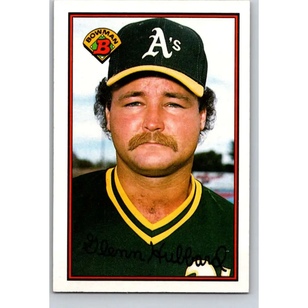 1989 Bowman #199 Glenn Hubbard NM-MT Oakland Athletics Baseball Card Image 1