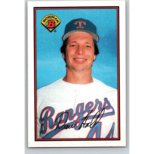 1989 Bowman #221 Drew Hall NM-MT Texas Rangers Baseball Card Image 1