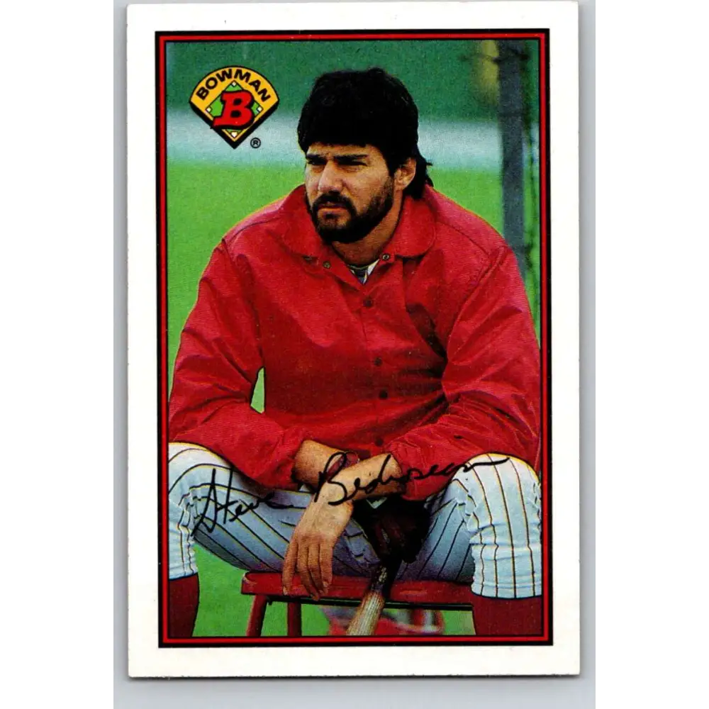 1989 Bowman #395 Steve Bedrosian NM-MT Philadelphia Phillies Baseball Card Image 1