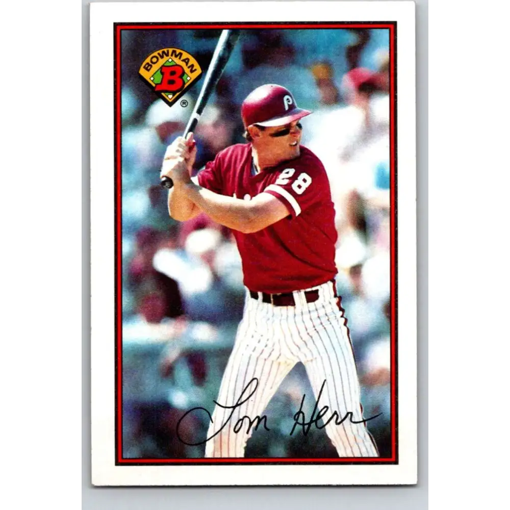 1989 Bowman #403 Tom Herr NM-MT Philadelphia Phillies Baseball Card Image 1